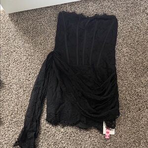 Cider Black Strapless Lace Dress